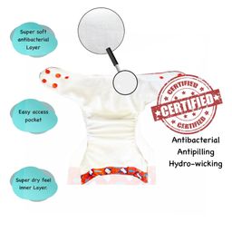 Dumbledo Cloth Diaper Leak Proof Eco-Friendly Reusable Adjustable Free Size Quick Dry Unisex With Insert Pack of 1 - Red image 2