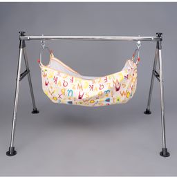 JIN Semi foldable Baby Cradle with Sturdy and Heavy Round Frame ( Print of cloth may Vary ) image 2
