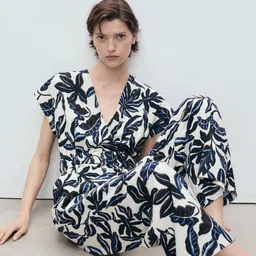 MANGO Printed Wrap Basic Jumpsuit with Belt-25