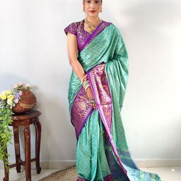 KALINI Woven Design Zari Silk Blend Banarasi Saree-image-33