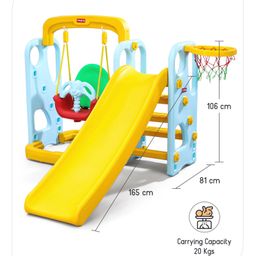 Babyhug 3 in 1 Swing and Slide with Basket Ball Hoop - Blue & Yellow image 4