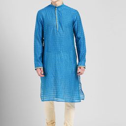 KISAH Men Blue Woven Design Straight Kurta-picture-27