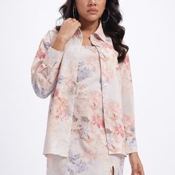 glitchez Floral Fever Textured Dress with a Shirt-image-74