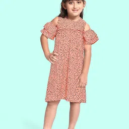 K&U Peach-Coloured Crepe Dress-image-81