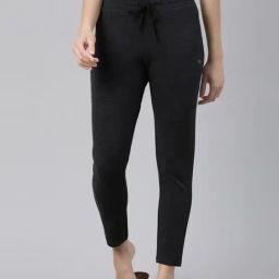 Enamor Charcoal Melange Cotton Slim Fit Trackpants-image-6