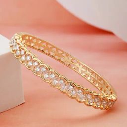 Saraf Rs Jewellery Gold Plated CZ Studded Minimal Bracelet-image-34