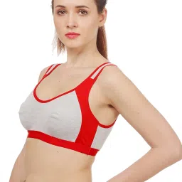 AROUSY Grey & Red Cotton Color-Block Bralette Bra image 3