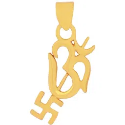 PC Jeweller Om Swastik with Trident 18k Gold Pendant without Chain for Unisex-image-9