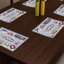 Klotthe Brown & Blue Cotton 180 TC Placemats - Set of 6-image-45