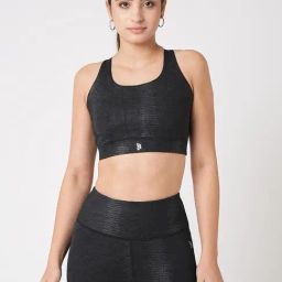 Bodd Active Black Regular Fit Geometric Print Sports Bra-image-44
