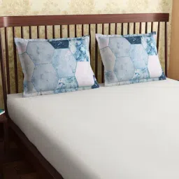 Petal Home Hexagon Blue 300 TC Cotton Pillow Covers - Set of 2-image-73