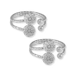 Taraash 92.5 Sterling Silver Flower Toe Rings for Women-image-21