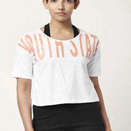 Ajile by Pantaloons White & Black Cotton Graphic Print Sports Top With Tank Top-image-45