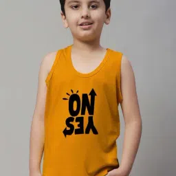 Friskers Kids Yellow & Black Cotton Printed Vest-picture-34