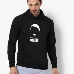 Campus Sutra Black Cotton Regular Fit Printed Hooded Sweatshirt-picture-36