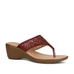 Bata Women's Sarah Maroon Thong Wedges-image-83