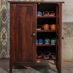 Fabindia Brown Sheesham Wood Textured Cabinet-image-92
