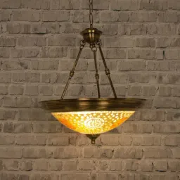 Fos Lighting 'Dish Tilak' Antique Gold Brass 3-In-1 Hanging Light-13