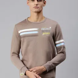 SHOWOFF Brown Cotton Slim Fit Printed SweatShirt-picture-17