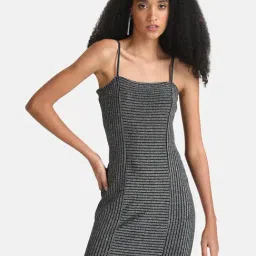 Kazo Silver Textured A Line Dress-image-29