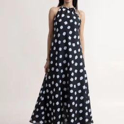 Pink Fort Black Printed Gown-image-47