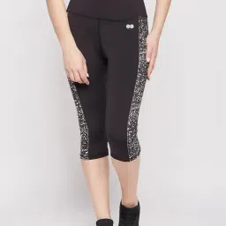 Clovia Black Self Design Slim Fit Mid Rise Capris-image-20