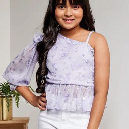 AND girl Lilac Floral Print Top-image-13