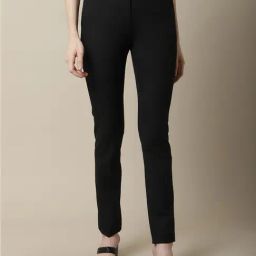 Cantabil Black Mid Rise Flat Front Trousers-image-34