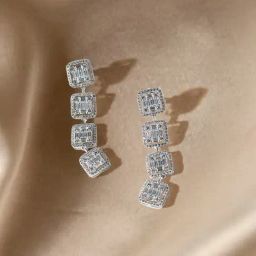 crash.club By CKC Sparkling Square Cubic Zircon Drop Earrings-image-43