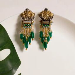 crash.club By CKC Gemstone Elegance: Sterling Silver Eardrops with Oxidized Finish-image-33