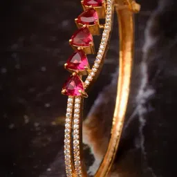 Saraf Rs Jewellery Gold American Diamond Handcrafted Statement Bracelet-image-18