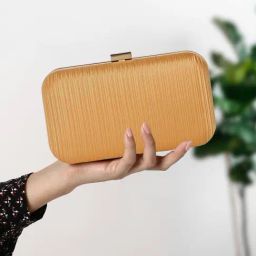 Caprese Trescha Gold Faux Leather Solid Clutch-35