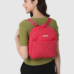 Caprese Leo Fuchsia Faux Leather Quilted Backpack-18