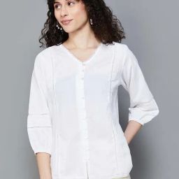 Colour Me by Melange White Regular Fit Top-image-80