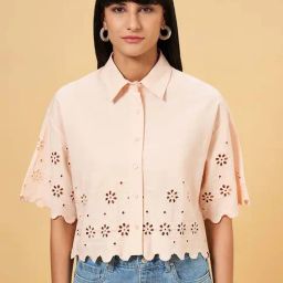 People by Pantaloons Pink Cotton Self Pattern Shirt-image-35