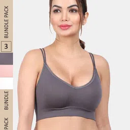 Amour Secret Pack Of 3 Lightly Padded Full Coverage Anti Odour Styled Back Sports Bra-picture-42