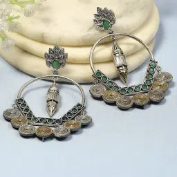 Biba Green Brass Chaandbali Earrings for Women-picture-17