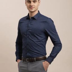 Turtle Blue Cotton Regular Fit Printed Formal Shirt-picture-3