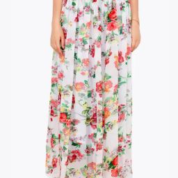 Cation White Floral Print Maxi Skirt-image-68