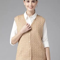 Cayman Beige Self Pattern Cardigan-image-21