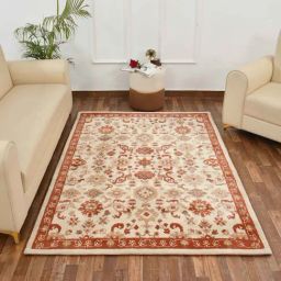 Presto Beige & Orange Polyester Traditional Carpet-28