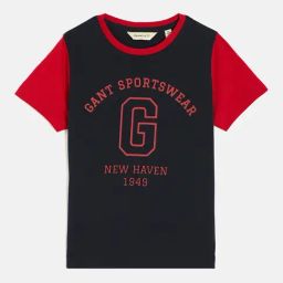 GANT Boys Navy Crew Neck Short Sleeve Printed T-Shirt-picture-22