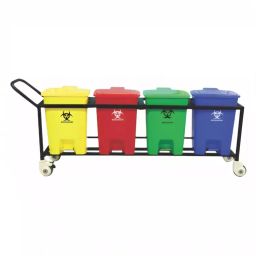 JE HOSPI 1710 mm x 320 mm x 700 mm CRCA 4 Multicolor Bio Medical Waste Bin Trolley JHE-BC074-16
