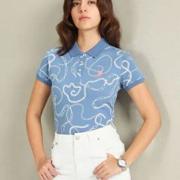 U.S. Polo Assn. Blue Printed Polo T-Shirt-picture-43