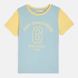 GANT Boys Blue Crew Neck Short Sleeve Printed T-Shirt-image-55