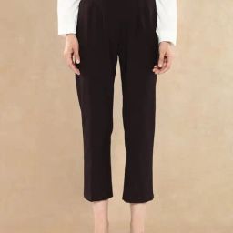 RAREISM Maroon Cotton Blend Solid Trousers-image-37