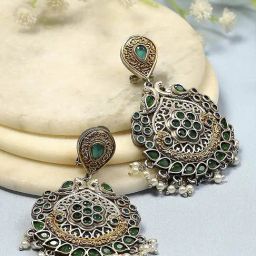 Biba Green Brass Drop & Danglers Earrings for Women-picture-15