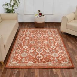 Presto Orange & Beige Polyester Traditional Carpet-5