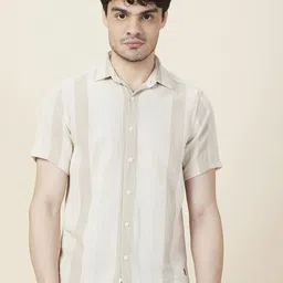 Being Human Men Classic Fit Spread Collar Vertical Striped Cotton Casual Shirt-picture-24