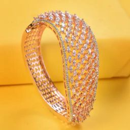 Saraf Rs Jewellery White Rose Gold Toned AD Studded Handcrafted Statement Bracelet-7